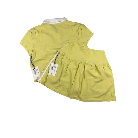 Splits 59 Airweight Crop Polo & High Waist Skort in Yellow & White - Picture 1 of 8